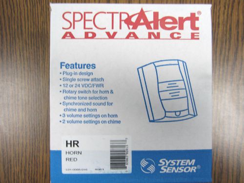 NEW System Sensor SpectrAlert Advance HR Horn Red   NEW IN BOX