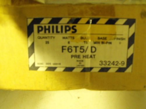 Philips f6 t5/d, pre heat bulb, 6 watt, min bi-pin base for sale