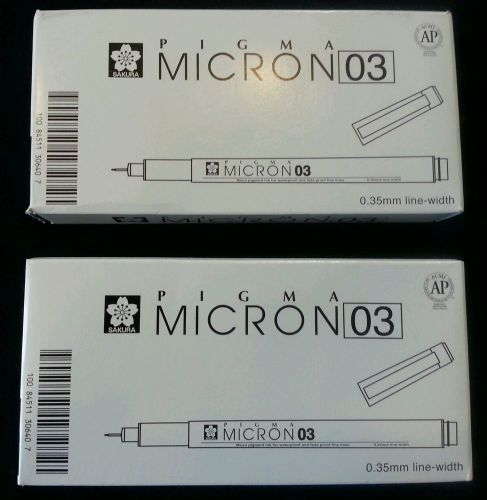 Sakura Pigma Micron Pen 0.35mm - BLACK (  XSDK03#49 ) - 12/pk - Lot of 2