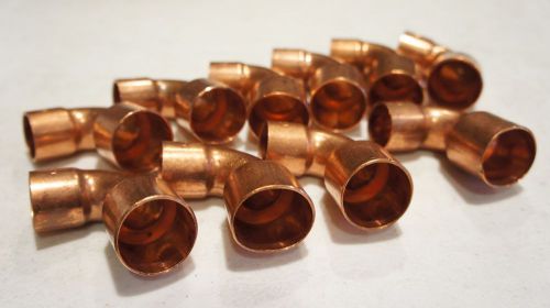 Bag of 10pc. 1-1/8&#034; to  7/8&#034; Copper Fitting 90 Degree Elbow Reducer