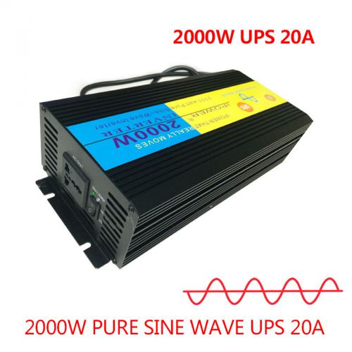 pure sine wave 2000W 4000W(peak) 12V to 220V Power Inverter + Charger &amp; UPS 20A