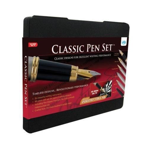 Classic Pen Set, Six Pens &amp; Sixty Refills in Storage Case New