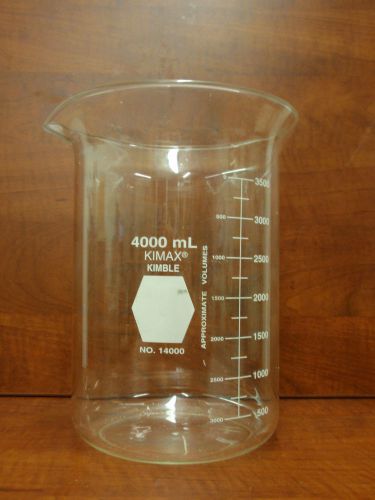 KIMAX 14000-4000 Griffin Glass Beaker with Spout, 4000 mL