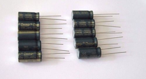 10 PCS CAPACITOR 220uf 63v 10X20 HIGH RIPPLE CURRENT LOW IMPEDANCE