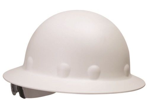 Fibre Metal P1 White Full Brim Fiberglass Hard Hat with Ratchet Suspension