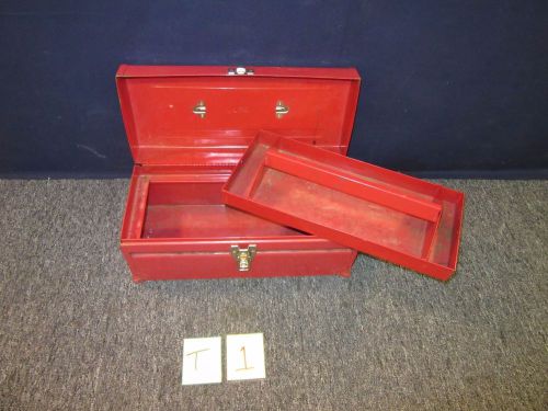 STACK ON TOOL BOX RED CHEST MILITARY SURPLUS TRAY METAL KIT 16x7x7 LOCK USED