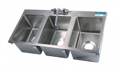Bk resources s/s 3 compartment drop in sink w/faucet 10&#034;x14&#034;x10&#034; bk-dis-1014-3-p for sale