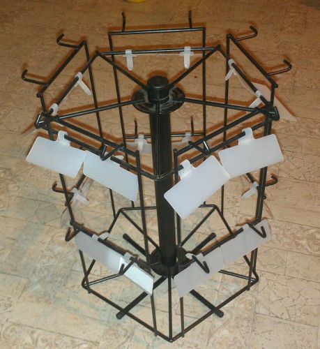 DELUXE 15 INCH BLACK SPINNING DISPLAY WIRE RACK 2 level hanging with back tags