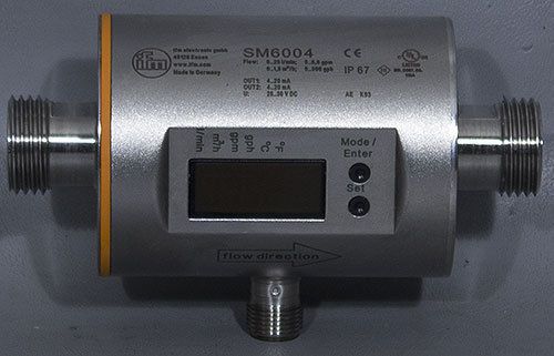 Ifm sm6004 magnetic-inductive flow meter/sensor 0.1-25 l/min (.03-6.60 gpm) for sale