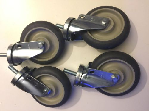 4 Swivel Stem Casters 3/4&#034; threaded stems with 5&#034; wheels
