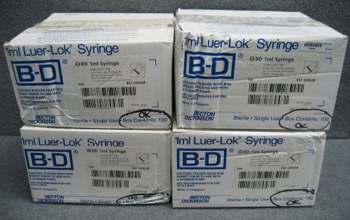 BECTON DICKINSON B-D 309628 1ml SYRINGE &#039;1 LOT-OF 4 BOXES-TOTAL OF 400 SYRINGES