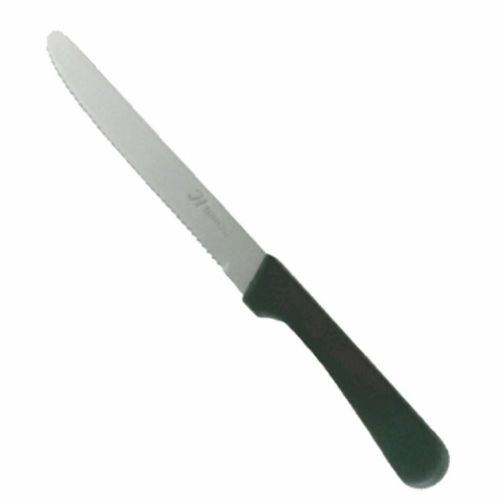 1DZ Stainless Steel 5&#034; Blade Round Tip Steak Knife Plas HDL Serrted Edge SLSK116