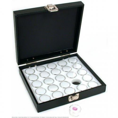 25 gem jars white display tray gemstone travel case for sale