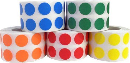Half inch 1/2&#034; round color coding labels - 5000 total inventory dot stickers ... for sale