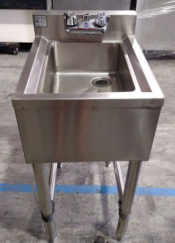 One Compartment Stainless Commercial Sink - 29&#034; W/ Faucet SS Legs &amp; Brackets
