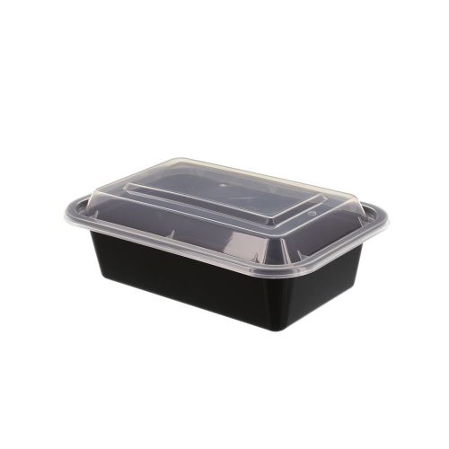Tripak 24oz, 7&#034; x 5&#034; Black Container, 2&#034; Deep, Pack of 50