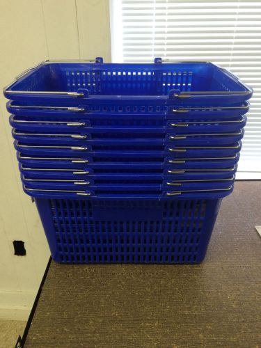 blue plastic retail shopping baskets x 9 PICK UP ONLY