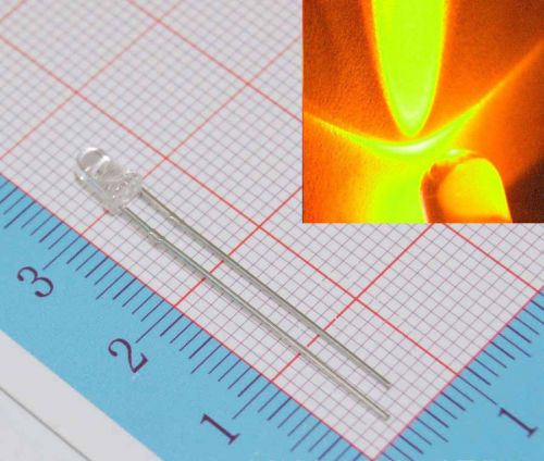 1000pcs 3mm Yellow LED, round top water clear lamp diode long feet