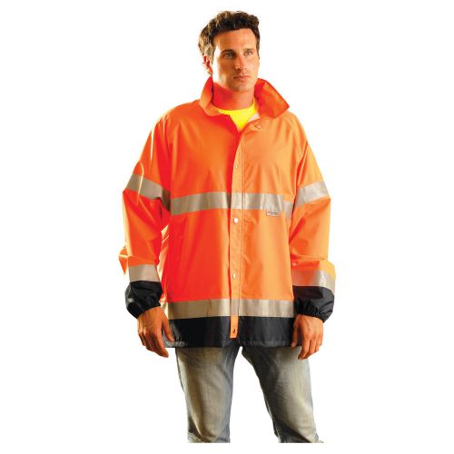 Ansi class 3 reflective raincoat by occunomix - 2x - orange for sale
