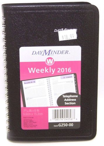 Day Minder G250-00 Weekly Pocket Appointment Book 2016 3 9/16&#034; x 6&#034; Black