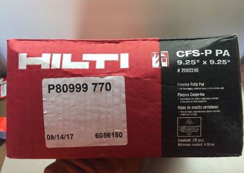 New Hilti Firestop Putty Pad CFS-P PA 9.25&#034; X 9.25&#034; Fire Stop - Sealed In Box