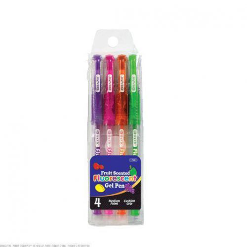 BAZIC Scented Fluorescent Color Gel Pen with Cushion Grip 24 Packs of 4 17051-24