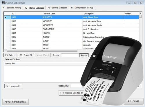 Inventek Barcode Labeling System with Software and Hardware Brother printer
