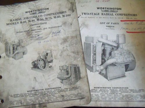 Worthington Radial Air cooled compressors manual M-25 40, 50, 75, 80, 100 &amp; part