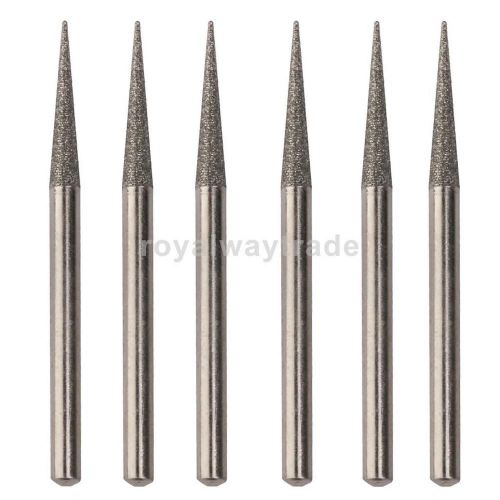 6pcs 45mm diamond coated point grinding burr bits 3mm shank silvery for sale