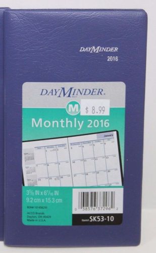 Day Minder SK53-10 Monthly 2016 Pocket Planer 3 5/8&#034; x 6 1/16&#034; Blue