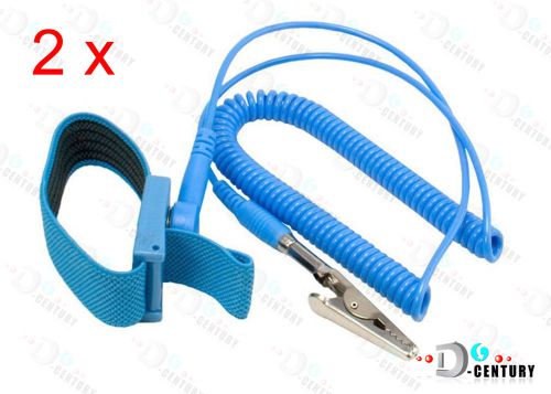2x anti static antistatic esd adjustable wrist strap band grounding wire usa for sale