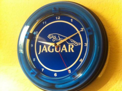 Jaguar Motors Auto Garage Man Cave Neon Wall Clock Advertising Sign