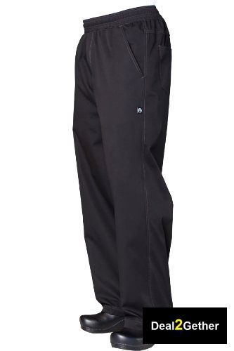 Clothing Poly/Cotton BBLW Basic Men Baggy Lightweight Chef Pants Medium Black