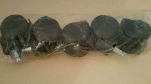 Package of 5 plastic rolling wheels for a desk chair or cart