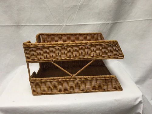 Very Nice 2-Tiered In/Out Box, Great For Office, Wicker &amp; Steel, Sturdy!