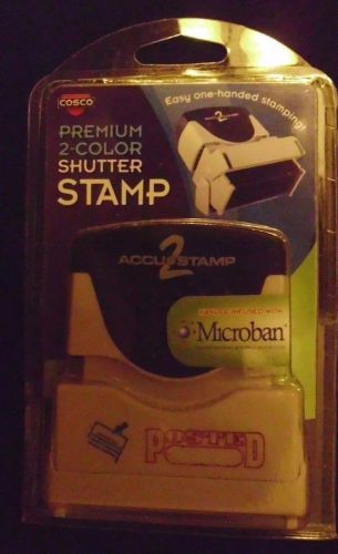 Cosco accustamp2 shutter stamp with microban, red/blue, posted, each (cos035521) for sale