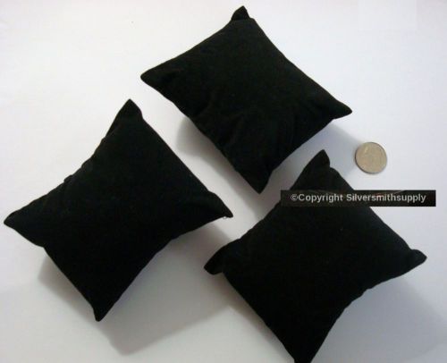 3 Black velvet bracelet watch pendant display pillows 3 1/4&#034;x2 3/4&#034;x1 5/8&#034; JD002