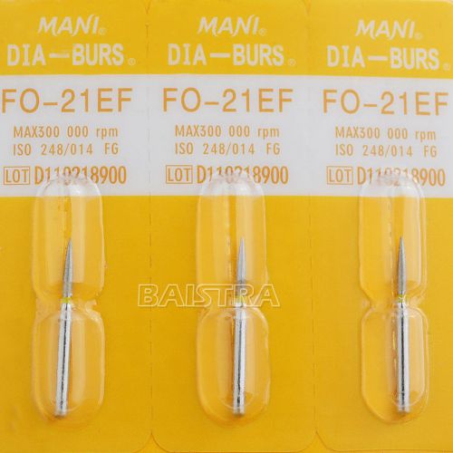 Dental diamond burs mani fo-21ef drill use flame ogival end 300.000r.p.m 25pc for sale
