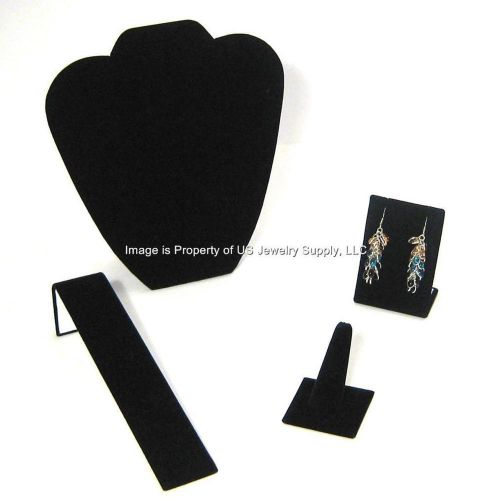 4 Piece Black Velvet Jewelry Display Presentation or Photography Set