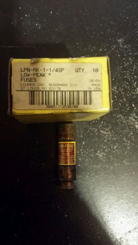 New in box lot of (10) cooper bussmann low-peak fuses lpn-rk-1-1/4sp new for sale