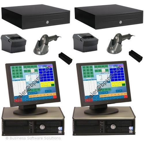 2 stn retail touch point of sale system with pos &amp; credit card software for sale