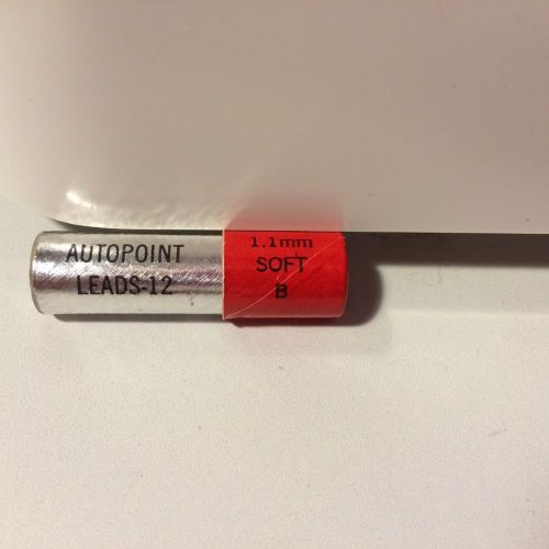 Autopoint Lead 1.1mm short leads 1-3/8&#034; Soft B - 12 per tube - RED