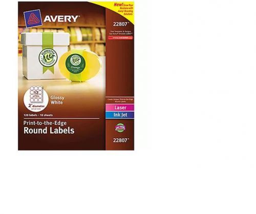 Avery Crafts White Round Labels, Glossy  2&#034; diameter, (Value pack of 120 Labels)