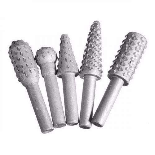 5pcs 1/4 Inch Round Shank Rotary Rasp Carving File Rasp Woodworking Drill Bit