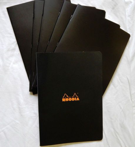 Six (6) full size Rhodia staplebound ruled notebooks - NEW