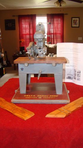 1950&#039;s salesman sample radial arm saw delta rockwell w/wooden case, etc. for sale