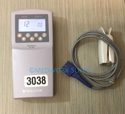 Nellcor OxiMax N-65 Handheld Monitor w/Finger Sensor DS-100A #3038