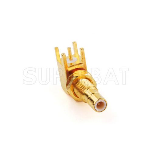 10pcs rf connector SMB female Right Angle Nut Bulkhead and thru hole PCB mount