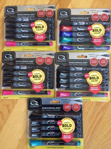 Lot Of 5 Quartet 5 Pack Dry Erase Markers BRAND NEW