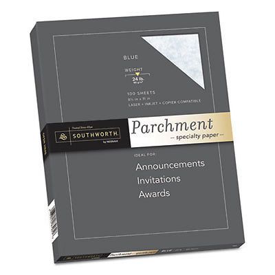 Parchment Specialty Paper, Blue, 24lb, 8 1/2 x 11, 100 Sheets, Sold as 1 Package